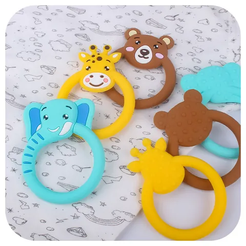 Anneau de Dentition Bébé en Silicone Jouet Forme d'Animal Dessin Animé Éléphant Girafe Ours Soulagement des Gencives Pour Nourrisson Sans BPA