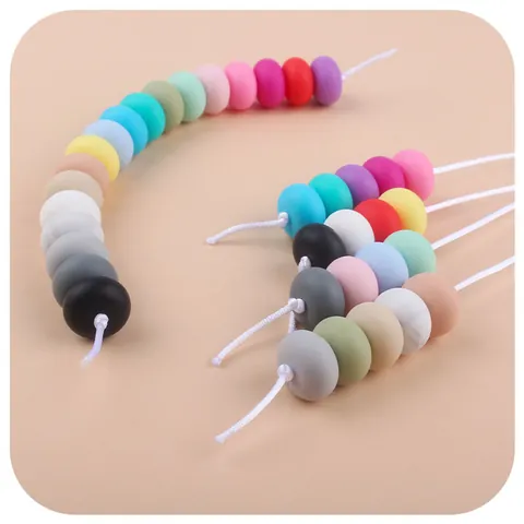 Cuentas de Ábaco de Silicona para DIY Chupetero Mordedor para Bebé Fabricación de Collares Grado Alimenticio Cuentas Sueltas Joyería