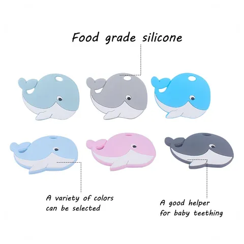 Food Grade Silicone Baby Whale Teether Cartoon Animal Infant Molar Rod Teething Relief Toy For Babies Infants Gift
