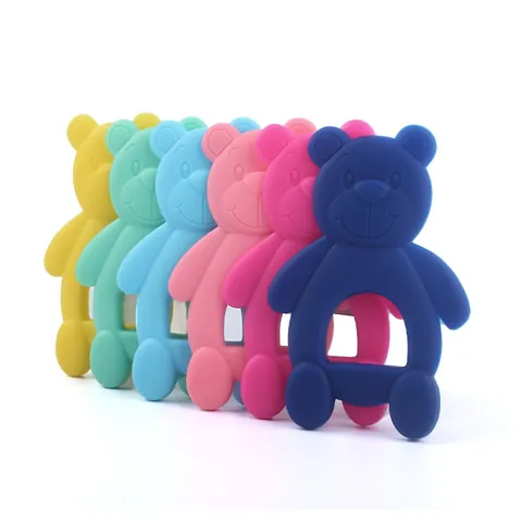 Cute Cartoon Bear Silicone Baby Teether Hollow Design Easy Grasping Training Toy For Infants Teething Pain Relief