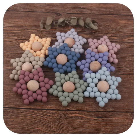 Star Shaped Baby Teether Silicone And Wood Molar Toy For Infant Relief BPA Free Morandi Color Toddler Sensory Grasping Toy