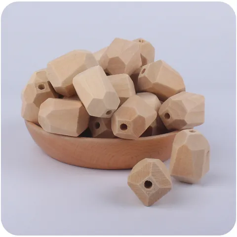 Natural Hemu Wood Geometric Water Drop Beads For Baby DIY Teething Pacifier Chain Bracelet Making Sensory Teether Parts