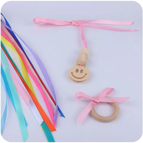 Polyester Satin Ribbon For DIY Pacifier Chain Baby Teether Accessories Gift Wrapping Smooth Decorative Fabric Ribbon