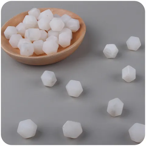 Octagonal Silicone Beads Marble Pattern Food Grade Baby Teether Toy DIY Pacifier Chain Necklace Accessories Jewelry Making
