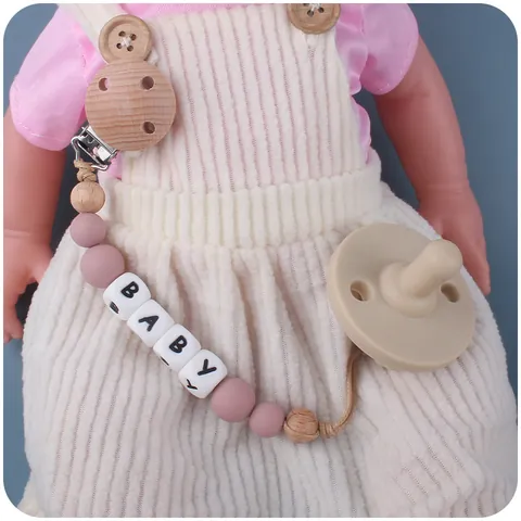 Baby Schnullerkette Buchenholz Silikon Perlen Anti Verlust Halter Für Säuglinge Morandi Alphabet Buchstaben Beißring Leine