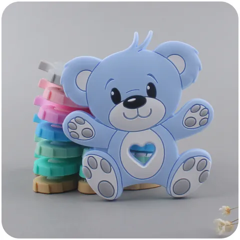 Cartoon Bear Silicone Baby Teether Soft BPA Free Soothing Molar Toy For Infant Newborn Heart Shape Hollow Grip Relief