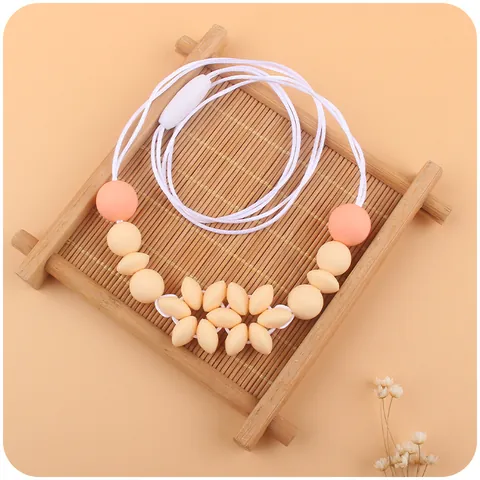 Cartoon Flower Silicone Baby Teething Necklace For Toddlers Hand-made Food Grade Silicone Beads Soothing Nursing Jewelry