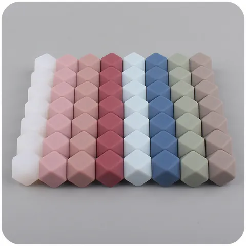 Hexagon Silicone Teething Beads Geometric Loose Beads For Baby DIY Jewelry Making Pacifier Chain Necklace Accessories Handmade Craft
