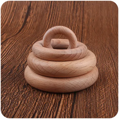 Anelli da Dentizione in Legno di Faggio Naturale per Bambini Accessori Artigianali Fai-da-te Anelli in Legno per Neonati