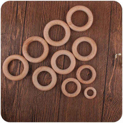 Anelli da Dentizione in Legno di Faggio Naturale per Bambini Accessori Artigianali Fai-da-te Anelli in Legno per Neonati