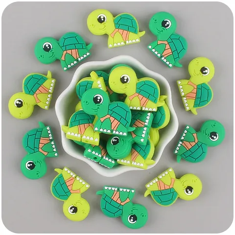 Cuentas de Silicona de Tortuga para Chupetero DIY Mordedor de Bebé Collar de Lactancia Accesorio de Juguete Sensorial de Forma de Animal