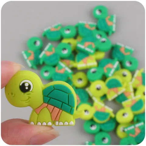 Cuentas de Silicona de Tortuga para Chupetero DIY Mordedor de Bebé Collar de Lactancia Accesorio de Juguete Sensorial de Forma de Animal