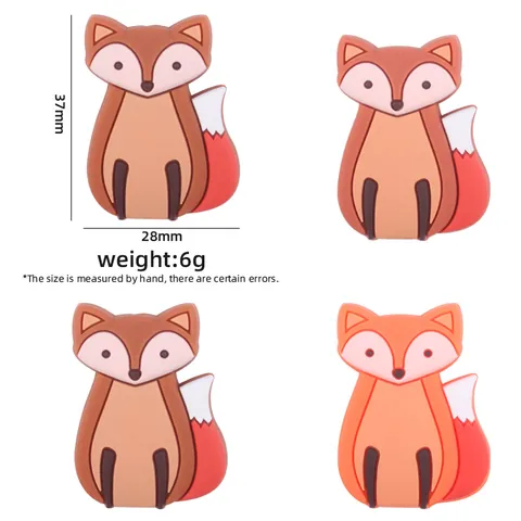 Cartoon Fox Silicone Teether Beads BPA Free Baby Soothing DIY Pacifier Chain Accessories Animal Shape Infant Chew Toys