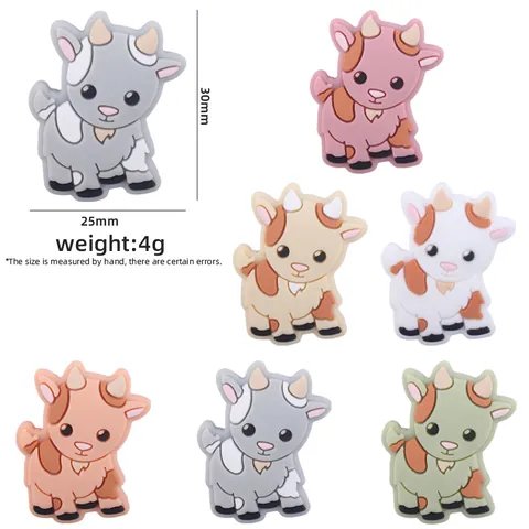 Cuentas de Silicona de Grado Alimenticio Oveja Dibujos Animados para Dentición Bebé Accesorios DIY Sujetachupetes