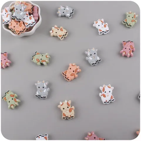 Cuentas de Silicona de Grado Alimenticio Oveja Dibujos Animados para Dentición Bebé Accesorios DIY Sujetachupetes