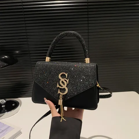 Sac à Main Élégant en Cuir PU à Paillettes pour Femmes Sac Bandoulière Scintillant à Gland Sac à Épaule de Soirée à la Mode Avec Poignée en Métal