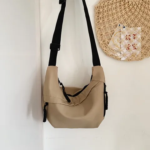 Bolso de Bandolera de Media Luna de Gran Capacidad Minimalista Color Sólido de Poliéster para Hombre Mujer Casual Tendencia Callejera