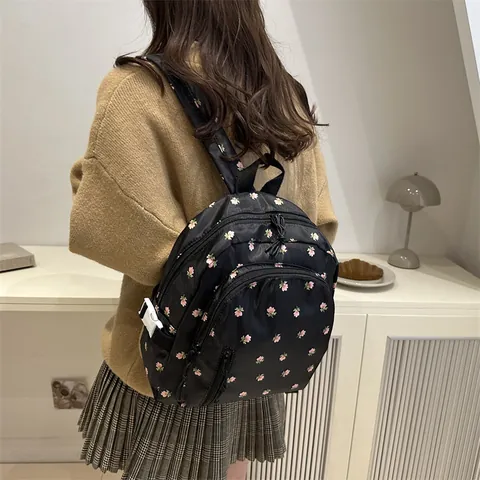 Μίνι Σακίδιο Πλάτης με Floral Print για Γυναίκες Ελαφρύ Νάιλον Μικρή Σχολική Τσάντα για Κορίτσια Sweet Ins Style Τσάντα Ταξιδιού