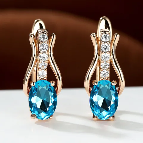 Orecchini Monachella Ovali con Zirconia Placcati Oro Argento Rame Cristallo Geometrici Gioielli Donna Uso Quotidiano Festa