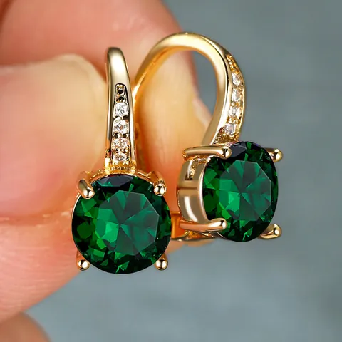 Fashion Round Zircon Leverback Earrings Copper Electroplated Inlaid White Rhinestone For Women Wedding Party Jewelry Gift