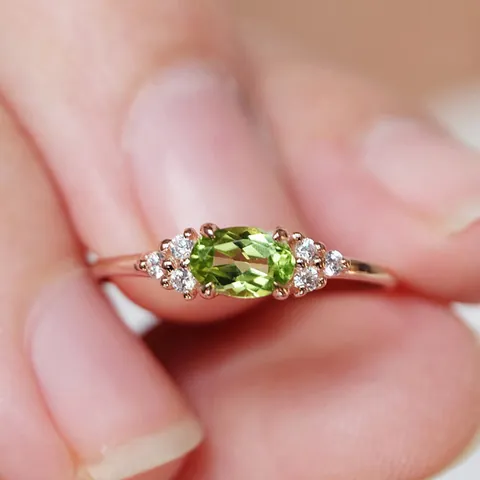 Elegante Anello in Zirconia a Taglio Ovale Placcato Oro Rosa Platino Rame Micro Intarsiato Anello per Matrimonio Festa Donna Regalo
