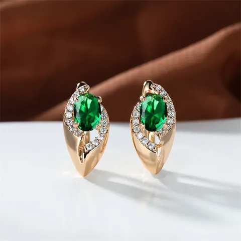 Orecchini a Monachella con Zirconia Ovale Vintage per Donna Rame Placcato Oro Gioielli per Matrimonio Fidanzamento Con Pietra Smeraldo Viola Blu