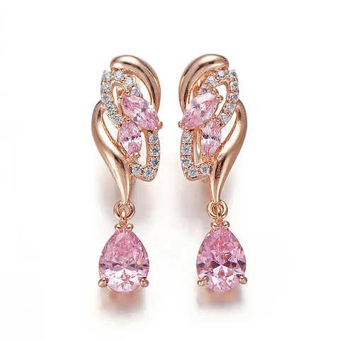 Luxury Copper Zirconia Drop Earrings For Women Champagne Gold Silver Plated Water Drop Marquise Cut Birthstone Earrings Wedding Jewelry Gift