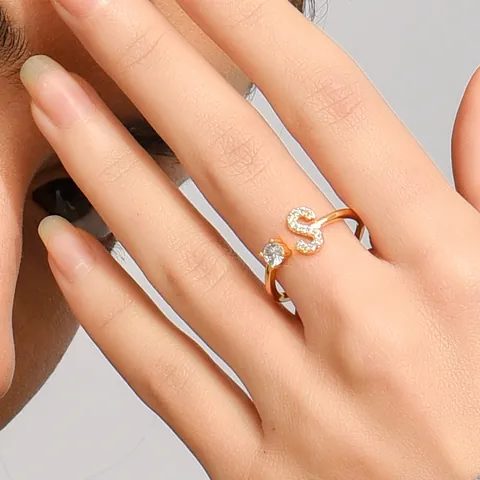Koperen Zirkonia Initiële Openingsring A-Z 26 Letters Verstelbaar Goud Roségoud Zilver Gepersonaliseerde Sieraden Cadeau