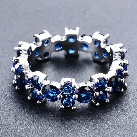 Anillo Eternity de Cobre con Zirconia Incrustada para Mujer Estilo Romano Multicolor Zircón Geométrico Anillo de Dedo Joyería Diaria