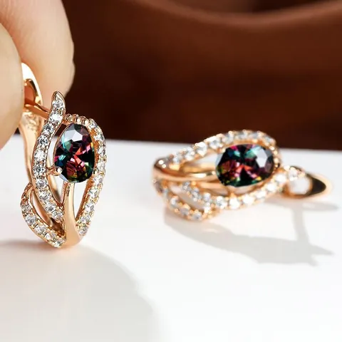 Luxe Koperen Zirkonia Peer Vorm Hangende Oorbellen Elegante Oorgespsluiting Vrouwen Sieraden Mode Verjaardagscadeau Accessoires