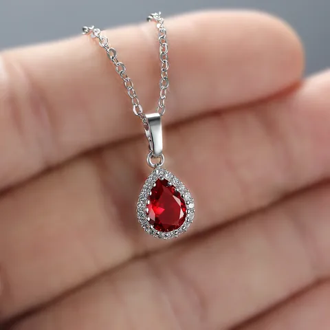 Elegant Pear Shaped Cubic Zirconia Halo Pendant Necklace For Women 14K Gold Plated Teardrop Water Drop Jewelry Gift