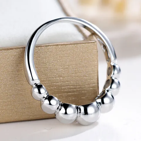 Anello Sfumato con Perline in Rame Minimalista per Donna Moda Geometrico Sfera Tonda Placcato Oro Argento Gioielli Regalo
