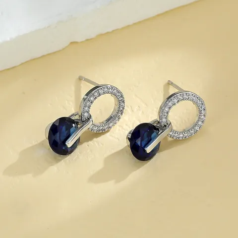 Vintage Copper Zirconia Round Drop Earrings For Women Elegant Geometric Pave Circle Dangle Earrings Anniversary Jewelry Gift