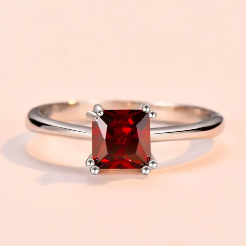 Fashion Square Zirconia Ring For Women Luxury Copper Four Prong Princess Cut Geometric Ring Jewelry Finger Ring Gift