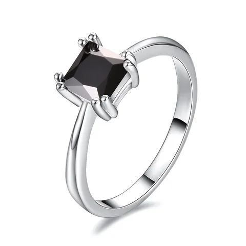 Fashion Square Zirconia Ring For Women Luxury Copper Four Prong Princess Cut Geometric Ring Jewelry Finger Ring Gift