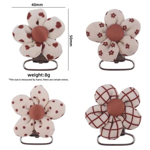 DIY Flower Pacifier Clip Accessories Cotton Fabric Cartoon Floral Heart Polka Dot Plaid Pattern Metal Safety Clip For Baby Infants Pacifier Chain Making