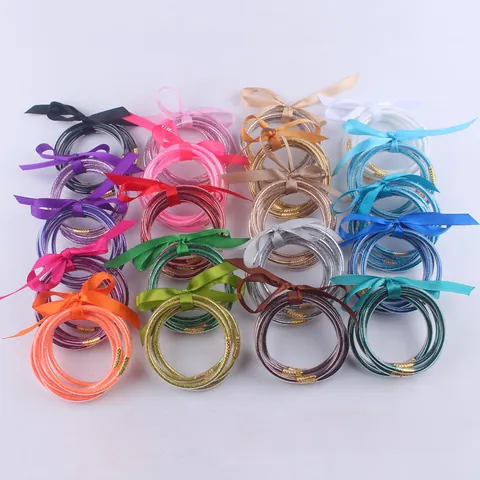 Mehrlagige Silikon Glitzer Armreifen Für Damen Goldstaub Gefülltes Weiches Rohr Armband Mit Schleife Schmuck Geschenk