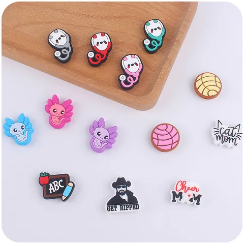 Cartoon Animal Silicone Shoe Charms Cute Axolotl Stethoscope Letter Pattern DIY Clog Decorations For Kids Women Fashion Shoe Accessories