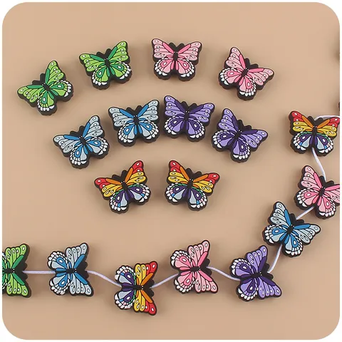 Cartoon Butterfly Silicone Teether Beads BPA Free Silicone Beads For Baby Teething Pacifier Chain DIY Jewelry Making Accessories