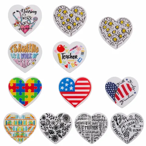 Silicone Heart Shaped Focal Beads For DIY Pacifier Chains Jewelry Making Crafts Nursing Teacher Mother Theme Baby Teether Beads