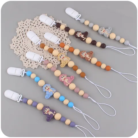 Cartoon Aap Siliconen Baby Speenkoord Bijtketting Houder Anti-Drop Strap Voor Zuigelingen Peuters Dagelijkse Home Essentials