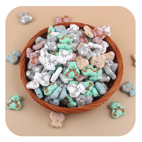 Cartoon Bear Silicone Beads For DIY Pacifier Chain Teething Jewelry Making Cute 3D Bear Animal Beads For Baby Nursing BPA Free Accessories
