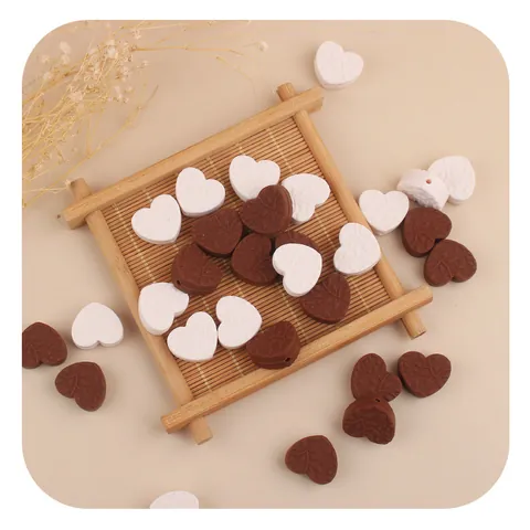 Perline in Silicone a Cuore Per Dentizione Neonati Fai Da Te Collana Bracciale Trama Floreale in Rilievo Accessori Gioielli
