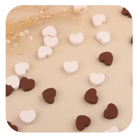 Perline in Silicone a Cuore Per Dentizione Neonati Fai Da Te Collana Bracciale Trama Floreale in Rilievo Accessori Gioielli