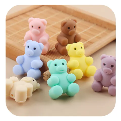 Perline in Silicone a Forma di Orso Cartone Animato per Catenella Ciuccio Fai da Te Accessorio Massaggiagengive Braccialetto Senza BPA Perline Animali