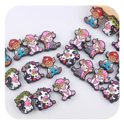 Cartoon Cow Silicone Beads Highland Cow Silicone Teether Beads DIY Pacifier Chain Bracelet Toy Jewelry Making Accessories