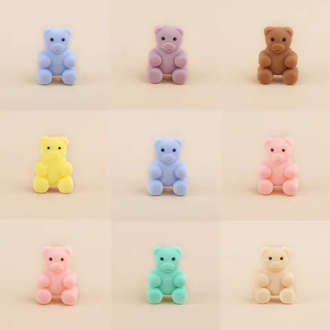 Perline in Silicone a Forma di Orso Cartone Animato per Catenella Ciuccio Fai da Te Accessorio Massaggiagengive Braccialetto Senza BPA Perline Animali
