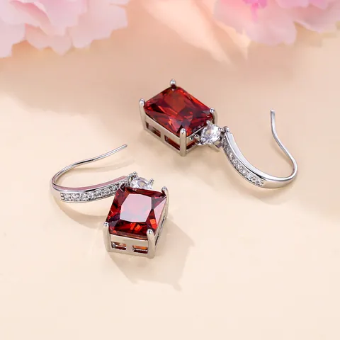 Fashion Copper Zirconia Rectangle Drop Earrings Micro-set Geometric Zircon Stone Earrings For Women Party Jewelry