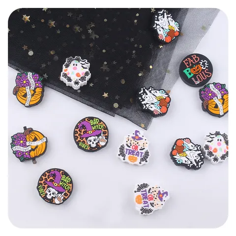 Halloween Shoe Charms PVC Pumpkin Ghost Witch Hat Skull Pattern For Clogs Sandals Decoration Accessories Unisex Kids Party Gifts
