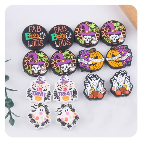 Halloween Shoe Charms PVC Pumpkin Ghost Witch Hat Skull Pattern For Clogs Sandals Decoration Accessories Unisex Kids Party Gifts